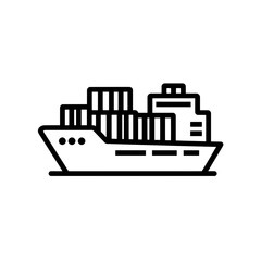Fototapeta premium Minimalist line drawing showcases a cargo ship loaded with containers navigating the seas, concept for global trade logistics, import export operations, and maritime transport solutions