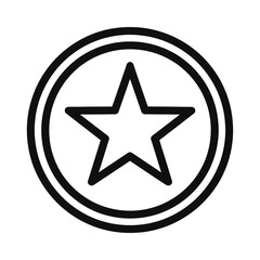 Obraz premium Simple line drawing of a five-pointed star enclosed in a double-lined circle, concept for rating symbol, favorite icon and quality badge