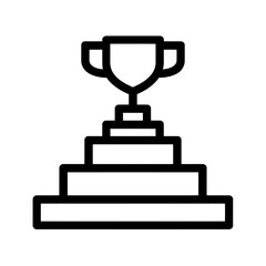 Simple outline illustration of a trophy on a four-tiered pedestal, concept for achievement recognition, competition celebration and success visualization