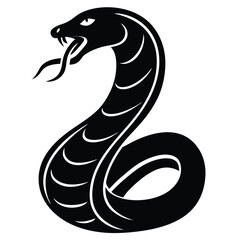 Fototapeta premium Striking Black Silhouette of a Cobra Snake Ready to Strike a Symbol of Power and Danger on a White Background