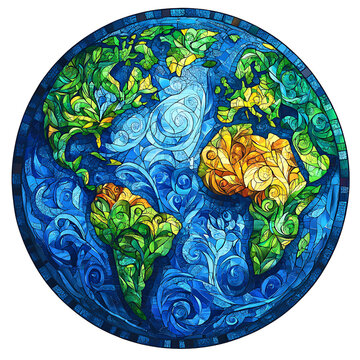 Stained Glass Style Earth Png