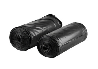 Two rolls of black plastic trash bags