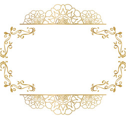 Mandala wedding floral ornament gold frame border design