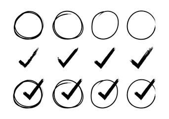 Grunge Check Marks Circles Collection