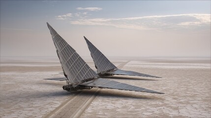 Futuristic Desert Transport on Solar Rail System