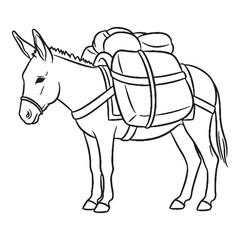 Resilient Donkey Terrestrial Form View - Donkey vector - Donkey Line art - Donkey Drawing - Vector Lineart of Donkey - donkey icon - outline of donkey

