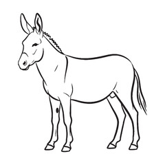 Domesticated Donkey True Identity Phase - Donkey vector - Donkey Line art - Donkey Drawing - Vector Lineart of Donkey - donkey icon - outline of donkey

