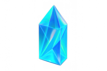 Glowing blue crystal with transparent background, ideal for fantasy games or esoteric concepts