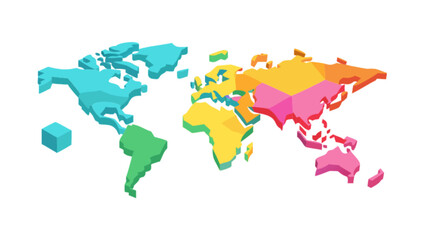 Fototapeta premium Isometric world map vector illustration infographic design for geography and travel presentations one hundred