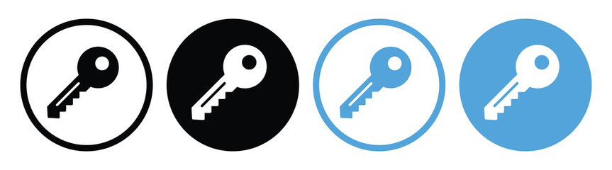 Key Icon Set – Lock, Access, Login, Password, and Security Symbols in Flat Vector Style, vector illustration.