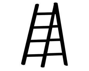 Folding ladder vector silhouette, step ladder silhouette 