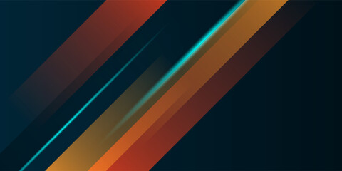 Modern dark blue and orange geometric business banner design. creative banner design with wave shapes and lines for template. Simple horizontal banner.