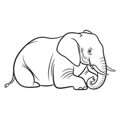Broad-eared Elephant Distinctive Character Span - Elephant vector - Elephant Line art - Elephant Drawing - Vector Lineart of Elephant - elephant icon - outline of elephant

