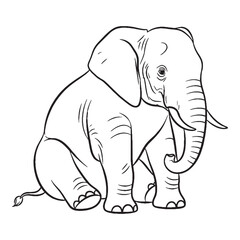 Thick-skinned Elephant Terrestrial Form View - Elephant vector - Elephant Line art - Elephant Drawing - Vector Lineart of Elephant - elephant icon - outline of elephant

