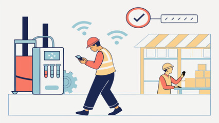 Factory Automation: Modern Manufacturing and Wireless Control in the Industrial Sector Illustration