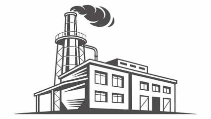 Industrial Factory Illustration Black and White Vector Design Minimalist Style
