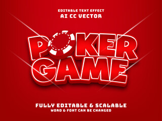 poker 3d vector text effect. chips game for man