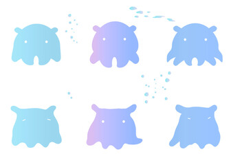 メンダコのアイコンイラストセット　夏　海　グラデーション