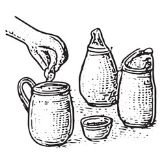 Vintage Black and White Hand Seasoning Food Illustration