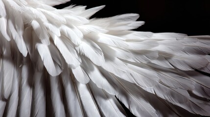 Fototapeta premium An intricate close-up of pristine white bird feathers arranged in an elegant pattern.