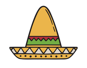 mexican hat icon doodle hand drawn. colorful cartoon line drawing clipart symbol