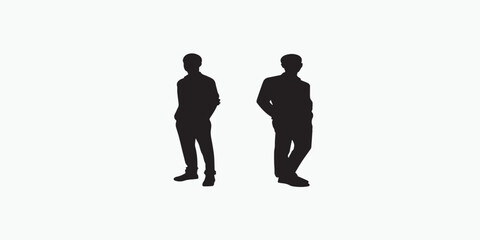 Print  Isolated Black Silhouette of Man Standing with Hands in Pockets