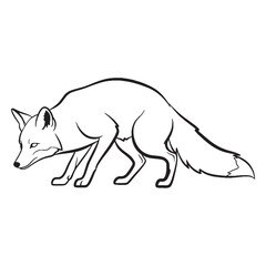 Urban Fox Terrestrial Form View - Fox vector - Fox Line art - Fox Drawing - Vector Lineart of Fox - fox icon - outline of fox


