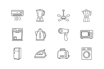 Fototapeta premium Household appliances icons air conditioner blender