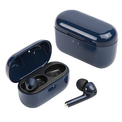 Navy Blue Wireless Earbuds and Charging Case