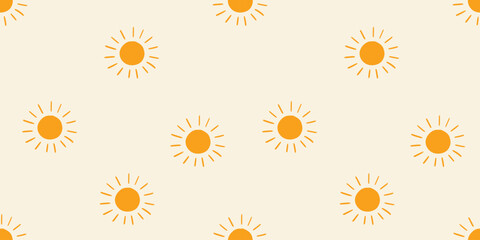 Seamless pattern with bright suns on a light background