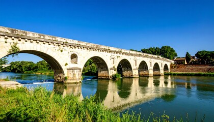 Naklejka premium Ancient stone bridge spanning a river