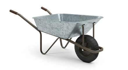 Wheelbarrow on white background