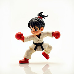 Cute anime-style character in martial arts pose with red gloves
