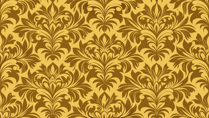 Fototapeta premium Vector golden damask seamless pattern element. Elegant luxury texture isolated colors for wallpapers, backgrounds, patterned fills, webs pages, surface textures, book covers, fabrics printing,damask, 