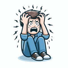 vector image of a panicked and scared person