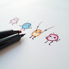 Cute Drawn Characters with Markers