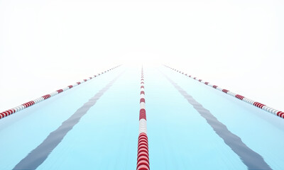 Empty Swimming Pool Lanes in Foggy Atmosphere