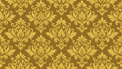 Fototapeta premium seamless pattern with golden flowers.gold, wallpaper, black, decoration, floral, flower, leaf, nature, pattern, seamless, texture, background, aesthetic, artistic, chic, contemporary, detailed,
