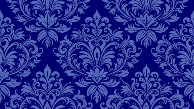 vector illustration seamlessly patterns dark blue damask wallpaper for Presentations marketing, decks, Canvas for text-based compositions: ads, book covers,colours, cyan, damask, elegance, elegant,