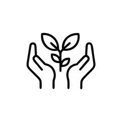 Obraz premium Minimalist Line Art Icon of Hands Holding a Plant