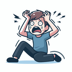 Naklejka premium vector image of a panicked and scared person