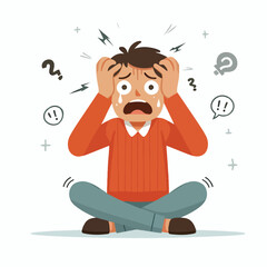 vector image of a panicked and scared person