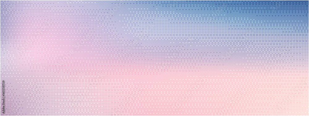 Poster geometric background with digital pixel grid. abstract pattern in halftone transition. blue to pink 