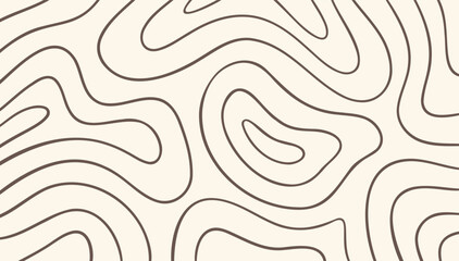 Wavy beige contour line background in neutral tones, abstract soft line pattern