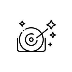 Obraz premium Minimalist Line Art of a DJ Turntable with Glowing Elements Vector Illustration