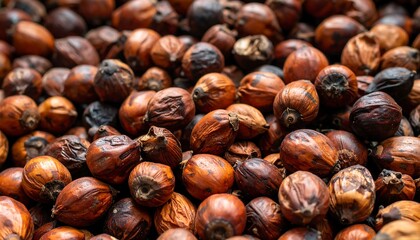Obraz premium Close-up of many dried, round seeds