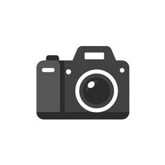 Vintage camera icon in flat design style on white background  