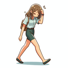 vector image of a person walking tiredly 