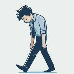 Naklejka premium vector image of a person walking tiredly 