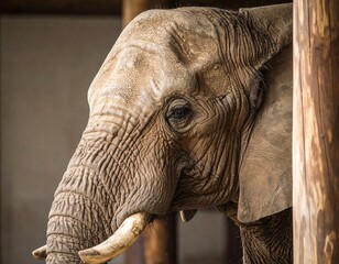 Close-up elephant head, serene profile